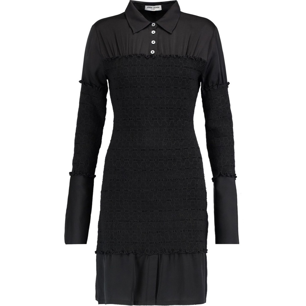 Opening Ceremony black silk smocked dress S